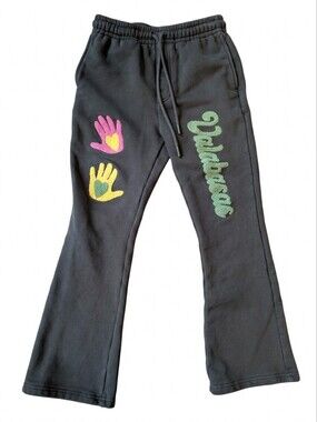 Valabasas Play Kids Sweatpants Size 14 Faded Gray Flare Joggers Chenille Patch